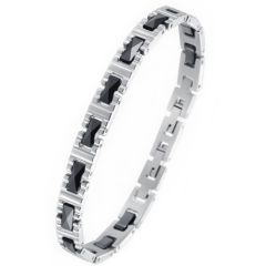 ***COI Titanium Black Ceramic Bracelet With Steel Clasp(Length: 7.48 inches)-00720AA