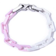 ***COI Titanium Pink & White Ceramic Bracelet With Steel Clasp(Length: 8.46 inches)-00755AA