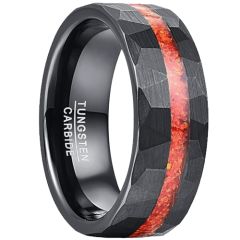 ***COI Black Tungsten Carbide Faceted Ring With Crushed Opal-00766AA