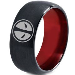 ***COI Titanium Black Red Dead Pool Beveled Edges Ring-00819AA