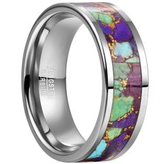 ***COI Tungsten Carbide Turquoise Ring With Gold Foil-00831AA