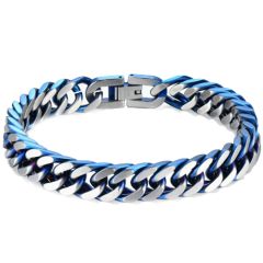***COI Titanium Blue Silver Bracelet With Steel Clasp(Length: 8.66 inches)-00840AA
