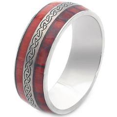 ***COI Titanium Black Silver Celtic Ring With Wood-00845AA