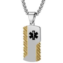 ***COI Titanium Black/Gold Tone Silver Medical Alert Pendant-00863AA