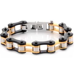 ***COI Titanium Black Gold Tone Silver Bracelet With Steel Clasp(Length: 8.27 inches)-00875AA