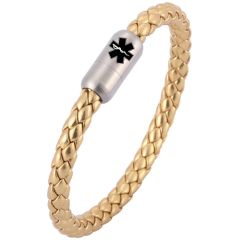 ***COI Titanium Medical Alert Genuine Leather Bracelet With Steel Clasp(Length: 8.27 inches)-00897AA