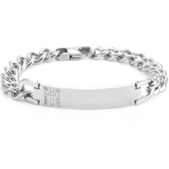 ***COI Titanium Gold Tone/Silver Cross Cubic Zirconia Bracelet With Steel Clasp(Length: 8.27 inches)-00901AA