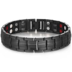 ***COI Titanium Black/Silver Bracelet With Steel Clasp(Length: 8.66 inches)-00903AA