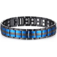 ***COI Titanium Black Blue Bracelet With Steel Clasp(Length: 8.27 inches)-00908A