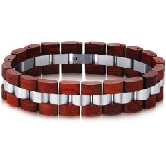 ***COI Titanium Koa Wood Bracelet With Steel Clasp(Length: 9.06 inches)-00910A