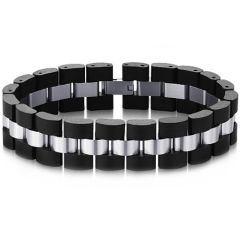 ***COI Titanium Black Wood Bracelet With Steel Clasp(Length: 9.06 inches)-00911A