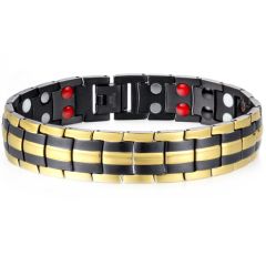 ***COI Titanium Black Gold Tone Bracelet With Steel Clasp(Length: 8.27 inches)-00917A