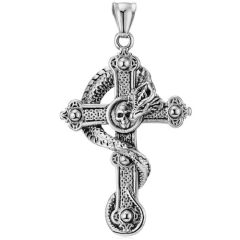 ***COI Titanium Black/Gold Tone/Silver Cross Skull Pendant-00918A