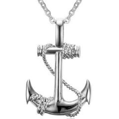 ***COI Titanium Black/Gold Tone/Silver Anchor Pendant-00923AA