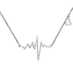 ***COI Titanium Heartbeat & Heart Necklace(Length: 19.7 inches)-00925AA