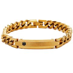 ***COI Titanium Black/Gold Tone/Silver Medical Alert Bracelet With Steel Clasp(Length: 8.07 inches)-00928AA