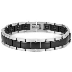 ***COI Titanium Black Ceramic Bracelet With Steel Clasp(Length: 8.46 inches)-00932AA