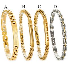 ***COI Titanium Gold Tone/Silver Bracelet With Steel Clasp(Length: 8.27 inches)-00933AA