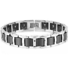 ***COI Titanium Black Ceramic Bracelet With Steel Clasp(Length: 8.07 inches)-00937AA