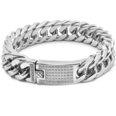 ***COI Titanium Cubic Zirconia Bracelet With Stainless Steel Clasp(Length: 8.66 inches)-00938AA