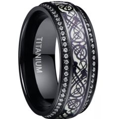 ***COI Black Titanium Dragon Ring With Cubic Zirconia-00942AA