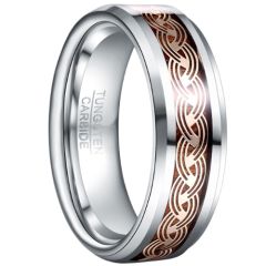 ***COI Tungsten Carbide Gold Tone Celtic Ring With Wood-00944AA