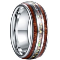 ***COI Tungsten Carbide Crushed Opal & Wood Dome Court Ring-00946AA