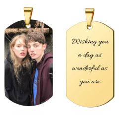 ***COI Gold Tone Titanium Tag Pendant With Custom Photo Engraving-00960AA