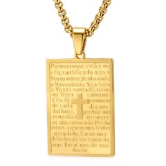***COI Titanium Black/Gold Tone/Silver Cross Prayer Pendant-00961AA