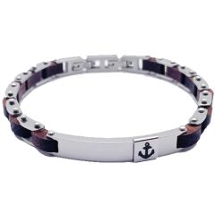 ***COI Titanium Anchor & Koa Wood Bracelet With Stainless Steel Clasp(Length: 8.27 inches)-00976AA