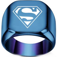 ***COI Titanium Black/Gold Tone/Blue/Silver Super Man Ring-00980AA