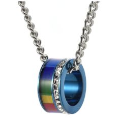 ***COI Titanium Black/Gold Tone/Blue/Silver Rainbow Pendant With Cubic Zirconia-00986AA