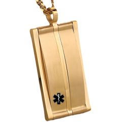 ***COI Titanium Black/Gold Tone/Silver Medical Alert Pendant-00994AA