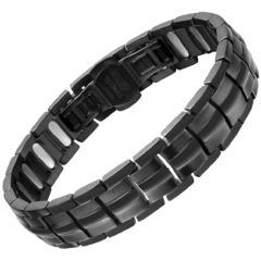 ***COI Titanium Black/Silver Bracelet With Stainless Steel Clasp(Length: 8.85 inches)-00997AA