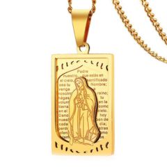 ***COI Titanium Gold Tone/Silver Holy Mary Prayer Pendant-01002AA