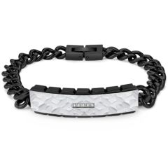 ***COI Titanium Black/Gold Tone Silver Hammered Cubic Zirconia Bracelet With Stainless Steel Clasp(Length: 8.27 inches)-01003AA