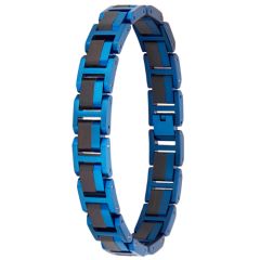 ***COI Titanium Blue/Gold Tone Koa Wood Bracelet With Stainless Steel Clasp(Length: 8.66 inches)-01012AA