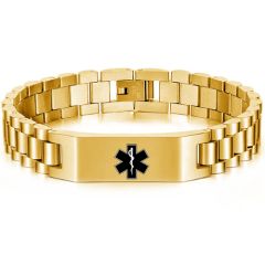 ***COI Titanium Black/Rose/Gold Tone/Silver Medical Alert Bracelet With Stainless Steel Clasp(Length: 8.27 inches)-01046AA