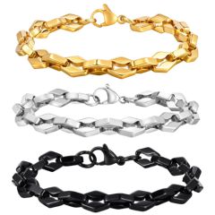 ***COI Titanium Black/Gold Tone/Silver Bracelet With Stainless Steel Clasp(Length: 8.27 inches)-01048AA
