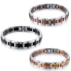 ***COI Titanium Koa Wood Bracelet With Steel Clasp(Length: 8.66 inches)-01064AA