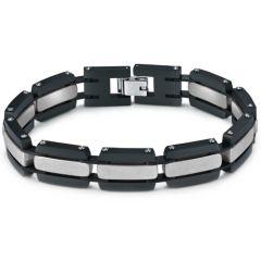 ***COI Titanium Black Gold Tone/Silver Bracelet With Steel Clasp(Length: 8.66 inches)-01065AA