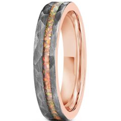 ***COI Tungsten Carbide Rose Silver Faceted Ring With Crushed Opal-01070AA