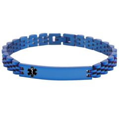 ***COI Blue Titanium Medical Alert Bracelet With Steel Clasp(Length: 8.27 inches)-01080AA