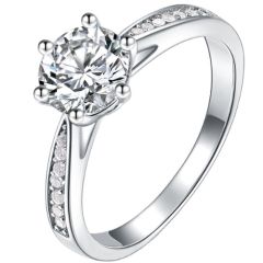 ***COI Sterling Silver 925 Solitaire Ring With Moissanite-01090AA