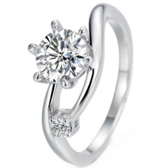 ***COI Sterling Silver 925 Solitaire Ring With Moissanite-01091AA