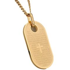 ***COI Titanium Black/Gold Tone/Silver Cross Prayer Pendant-01093AA