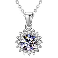 ***COI Sterling Silver 925 Gold Tone/Silver 1 Carat Moissanite Pendant-01097AA