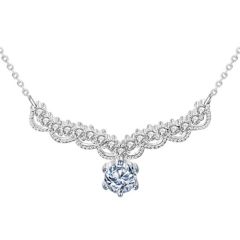 ***COI Sterling Silver 925 0.50ct Solitaire Moissanite Necklace(Length:19.68 inches)-01099AA