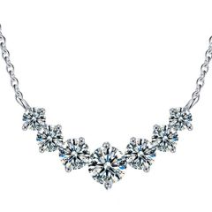 ***COI Sterling Silver 925 Gold Tone/Silver 2 Carat Seven Moissanite Necklace(Length: 19.68 inches)-01106AA