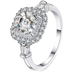 ***COI Sterling Silver 925 1 Carat Cushion Moissanite Solitaire ring-01114AA